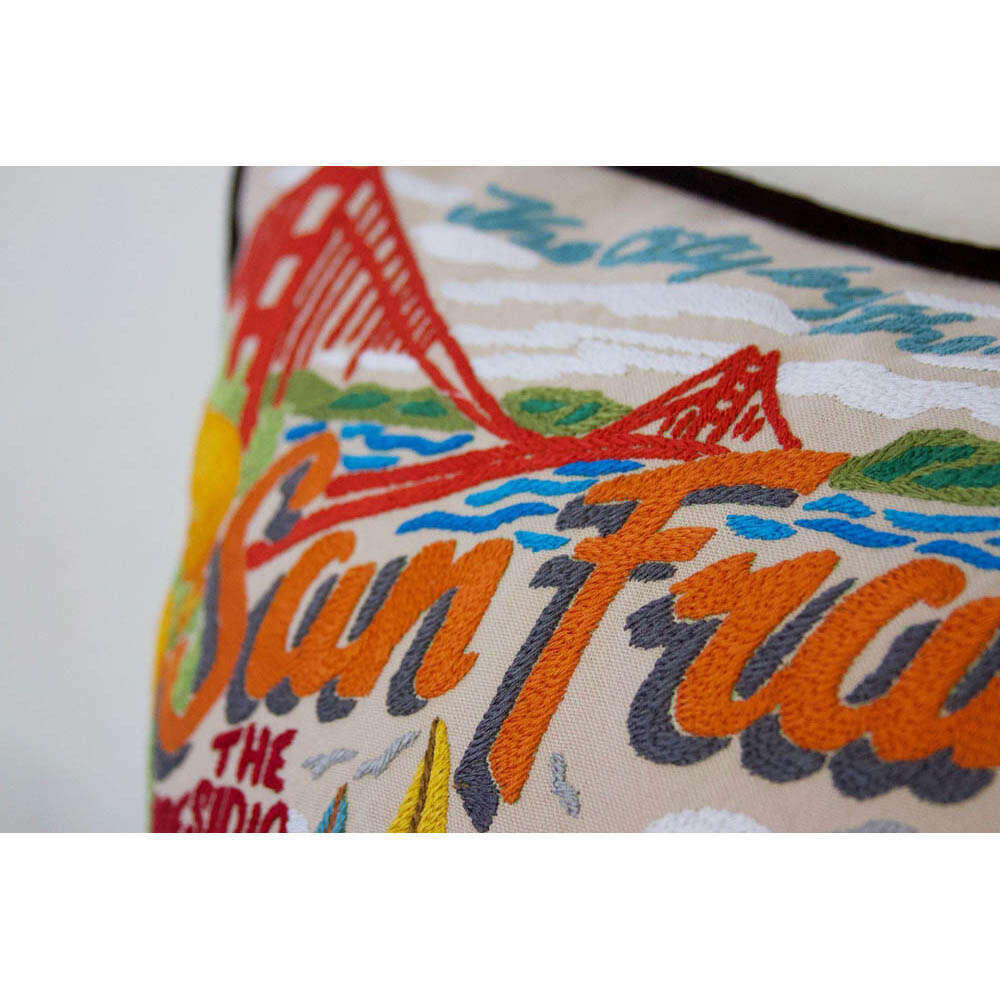 San Francisco City Hand-Embroidered Pillow by CatStudio - Che Cose Belle