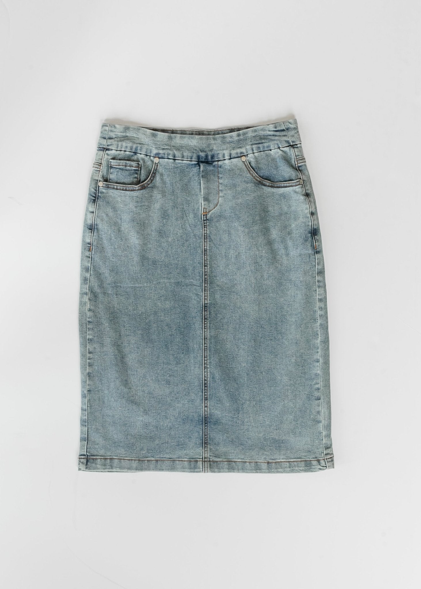 Sandra Classic Wash Midi Denim Skirt - Che Cose Belle