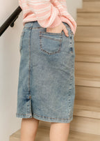 Sandra Classic Wash Midi Denim Skirt - Che Cose Belle