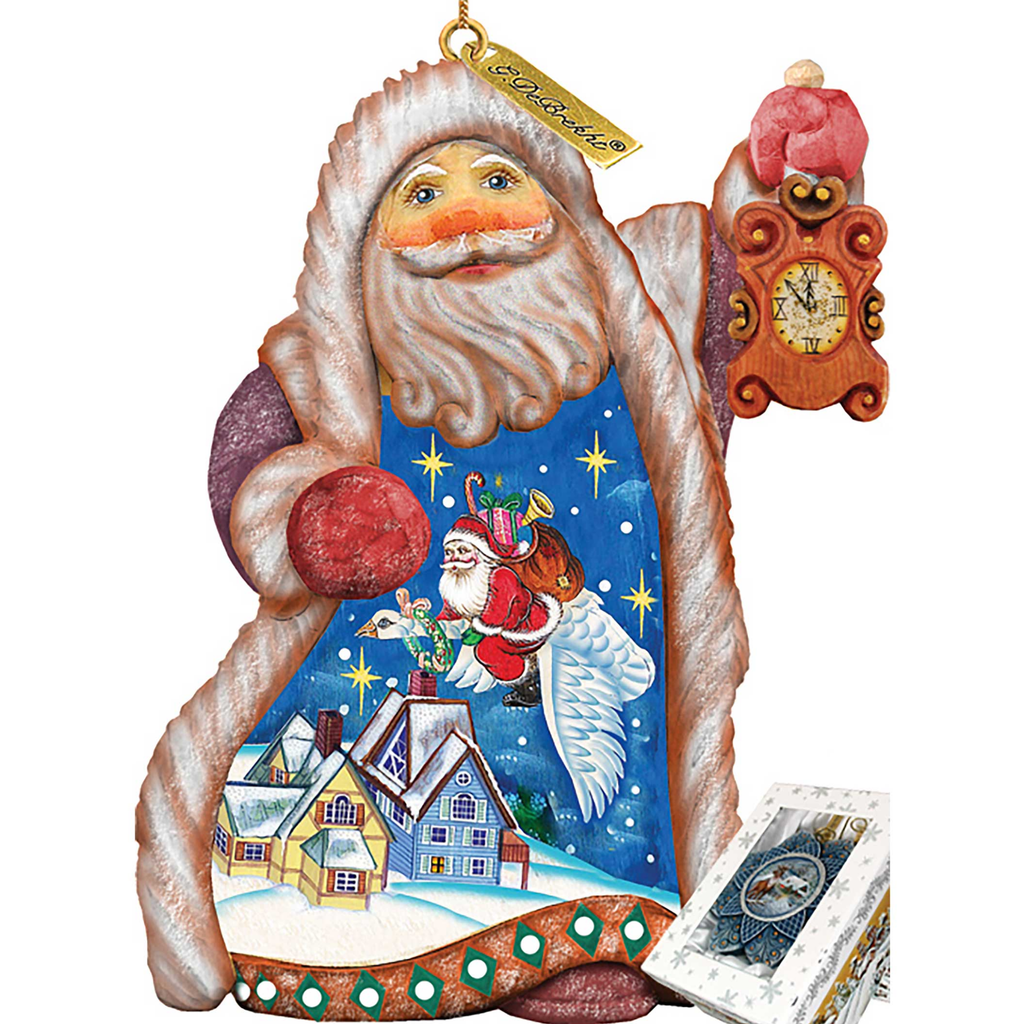 Santa Christmas Goose Sculpted Hand-Painted Figurine by G. DeBrekht - Christmas Santa Snowman Decor - 661513 - Che Cose Belle
