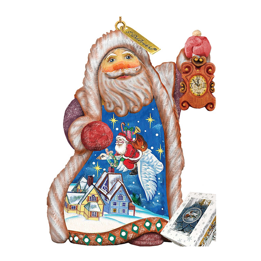 Santa Christmas Goose Sculpted Hand-Painted Figurine by G. DeBrekht - Christmas Santa Snowman Decor - 661513 - Che Cose Belle