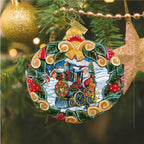 Santa Express Wreath Sculpted Hand-Painted Christmas Ornament by G. DeBrekht - Santa Snowman Christmas Decor - 610315 - Che Cose Belle