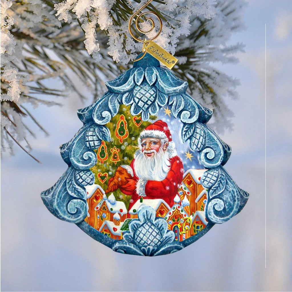 Santa Frosting the Gingerbread Tree Sculpted Hand-Painted Christmas Ornament by G. DeBrekht - Christmas Santa Snowman Decor - 610278 - Che Cose Belle