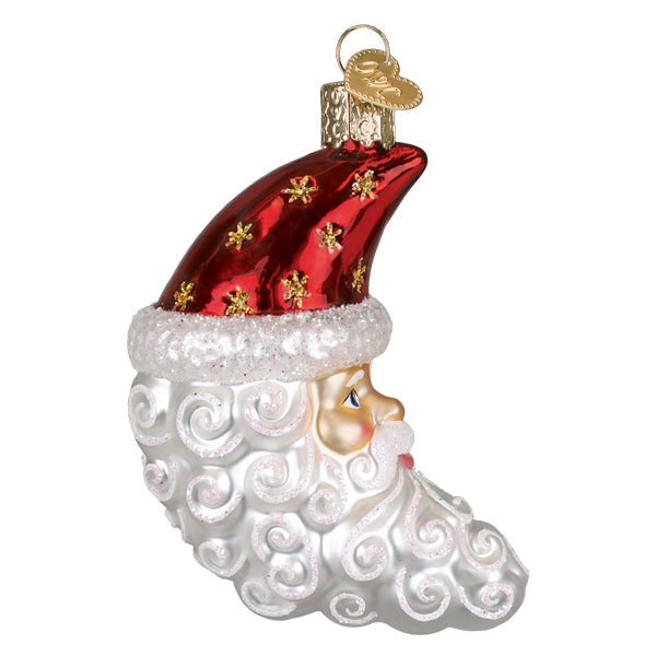 Santa Moon Face Glass Ornament - Che Cose Belle