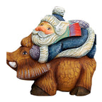 Santa On Boar Sculpted Hand-Painted Christmas Ornament by G. DeBrekht - Christmas Santa Snowman Decor - 63144 - Che Cose Belle