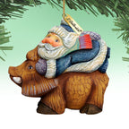 Santa On Boar Sculpted Hand-Painted Christmas Ornament by G. DeBrekht - Christmas Santa Snowman Decor - 63144 - Che Cose Belle