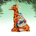 Santa On Giraffe Sculpted Hand-Painted Christmas Ornament by G. DeBrekht - Christmas Santa Snowman Decor - 63122 - Che Cose Belle