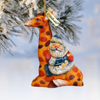 Santa On Giraffe Sculpted Hand-Painted Christmas Ornament by G. DeBrekht - Christmas Santa Snowman Decor - 63122 - Che Cose Belle
