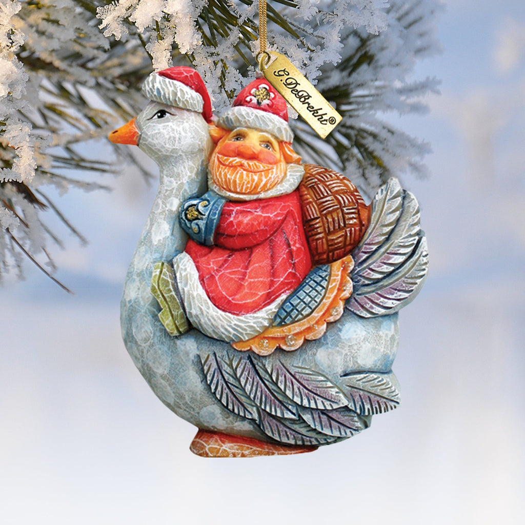 Santa On Goose Sculpted Ornament by G. DeBrekht - 63127 - Che Cose Belle