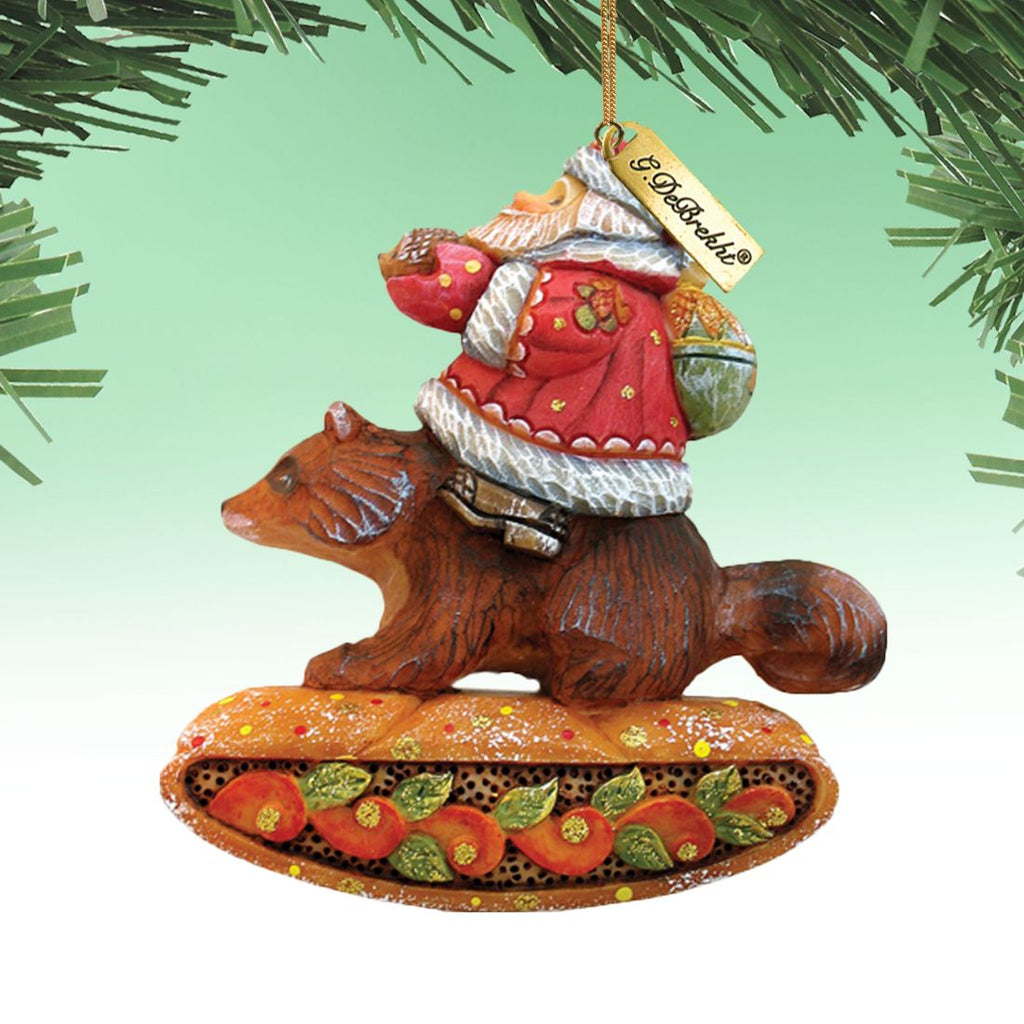 Santa On Raccoon Sculpted Hand-Painted Christmas Ornament by G. DeBrekht - Christmas Santa Snowman Decor - 63132 - Che Cose Belle