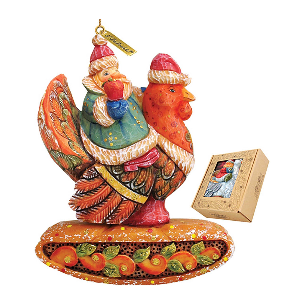 Santa On Turkey Sculpted Hand-Painted Christmas Ornament by G. DeBrekht - Christmas Santa Snowman Decor - 63135 - Che Cose Belle