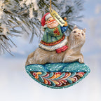 Santa On Wolf Sculpted Hand-Painted Christmas Ornament by G. DeBrekht - Christmas Santa Snowman Decor - 63136 - Che Cose Belle