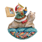 Santa On Wolf Sculpted Hand-Painted Christmas Ornament by G. DeBrekht - Christmas Santa Snowman Decor - 63136 - Che Cose Belle