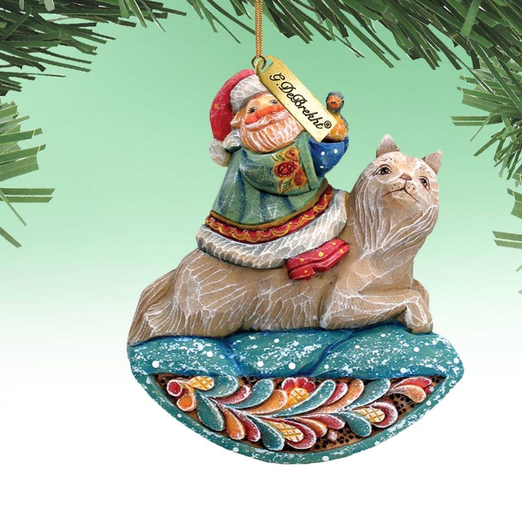Santa On Wolf Sculpted Hand-Painted Christmas Ornament by G. DeBrekht - Christmas Santa Snowman Decor - 63136 - Che Cose Belle