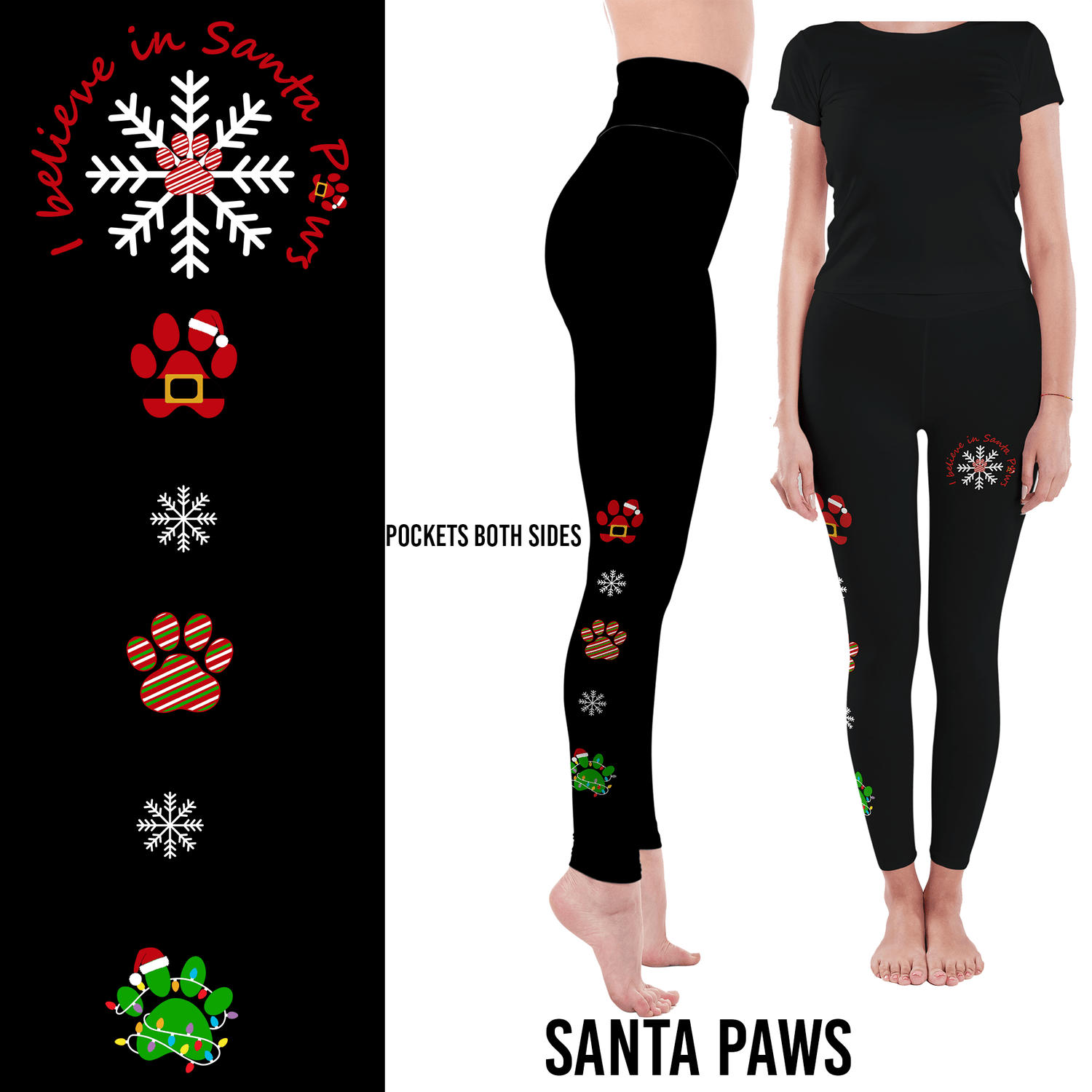 Santa Paws Leggings with Pockets - Che Cose Belle