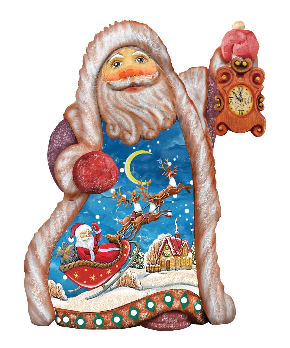 Santa Sleigh Ride Sculpted Hand-Painted Christmas Figurine by G. DeBrekht - Christmas Santa Snowman Decor - 661521 - Che Cose Belle