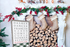 Santa Reindeer Sign Farmhouse Christmas Wall Decor 12x24x1.5 Plaid Reindeer Names Rudolph