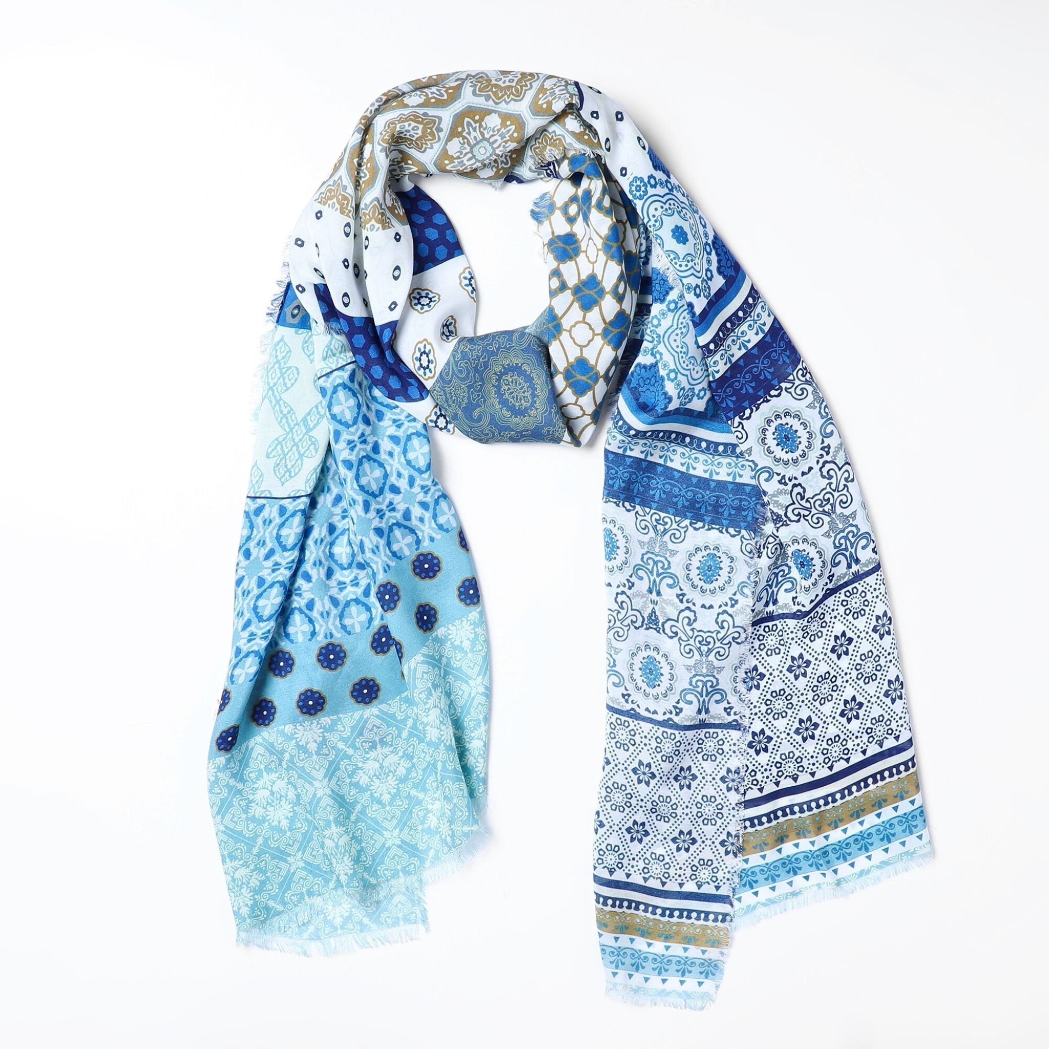 Santorini Patterned Wrap - Blue Multi - Che Cose Belle