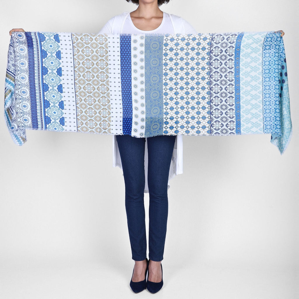 Santorini Patterned Wrap - Blue Multi - Che Cose Belle
