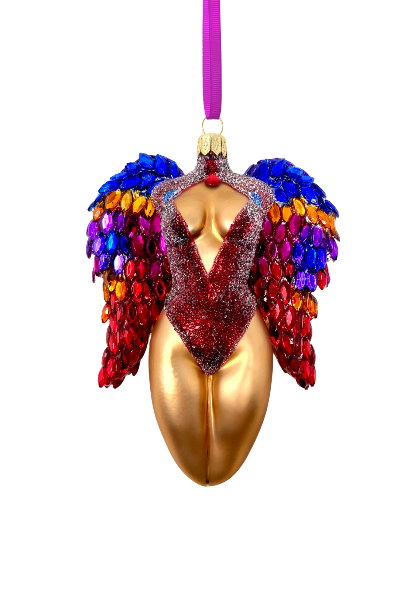 Saphira Winged Angel Sculpture Glass Ornament - Che Cose Belle