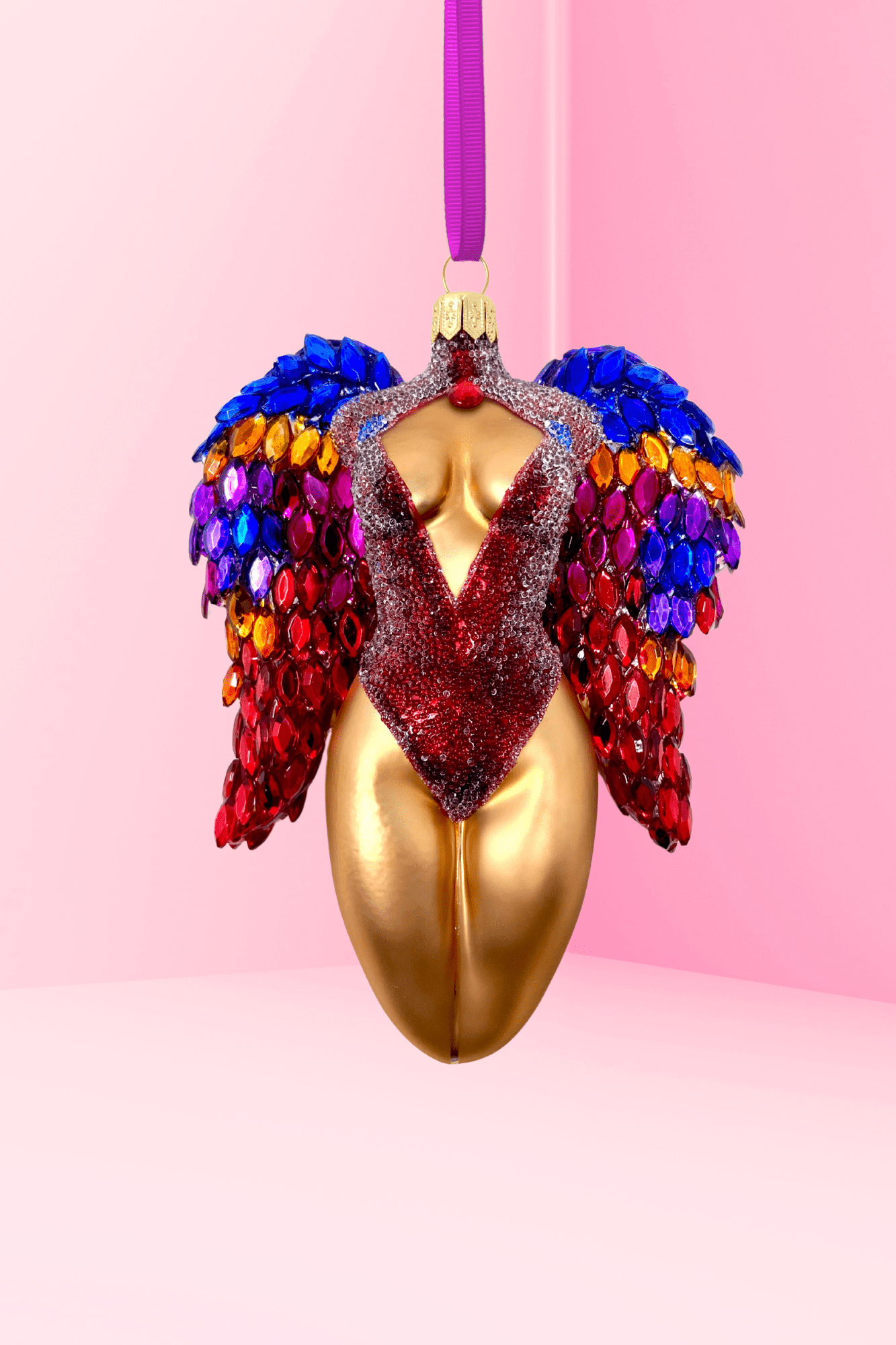 Saphira Winged Angel Sculpture Glass Ornament - Che Cose Belle