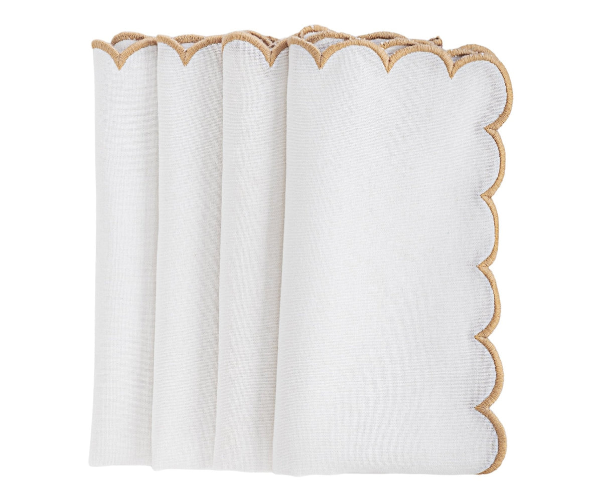 Scalloped Edge Linen Napkins - Che Cose Belle