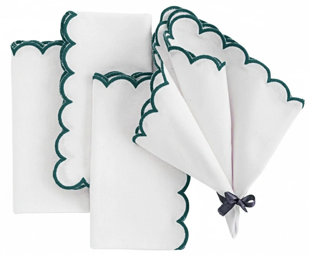 Scalloped Edge Linen Napkins - Che Cose Belle