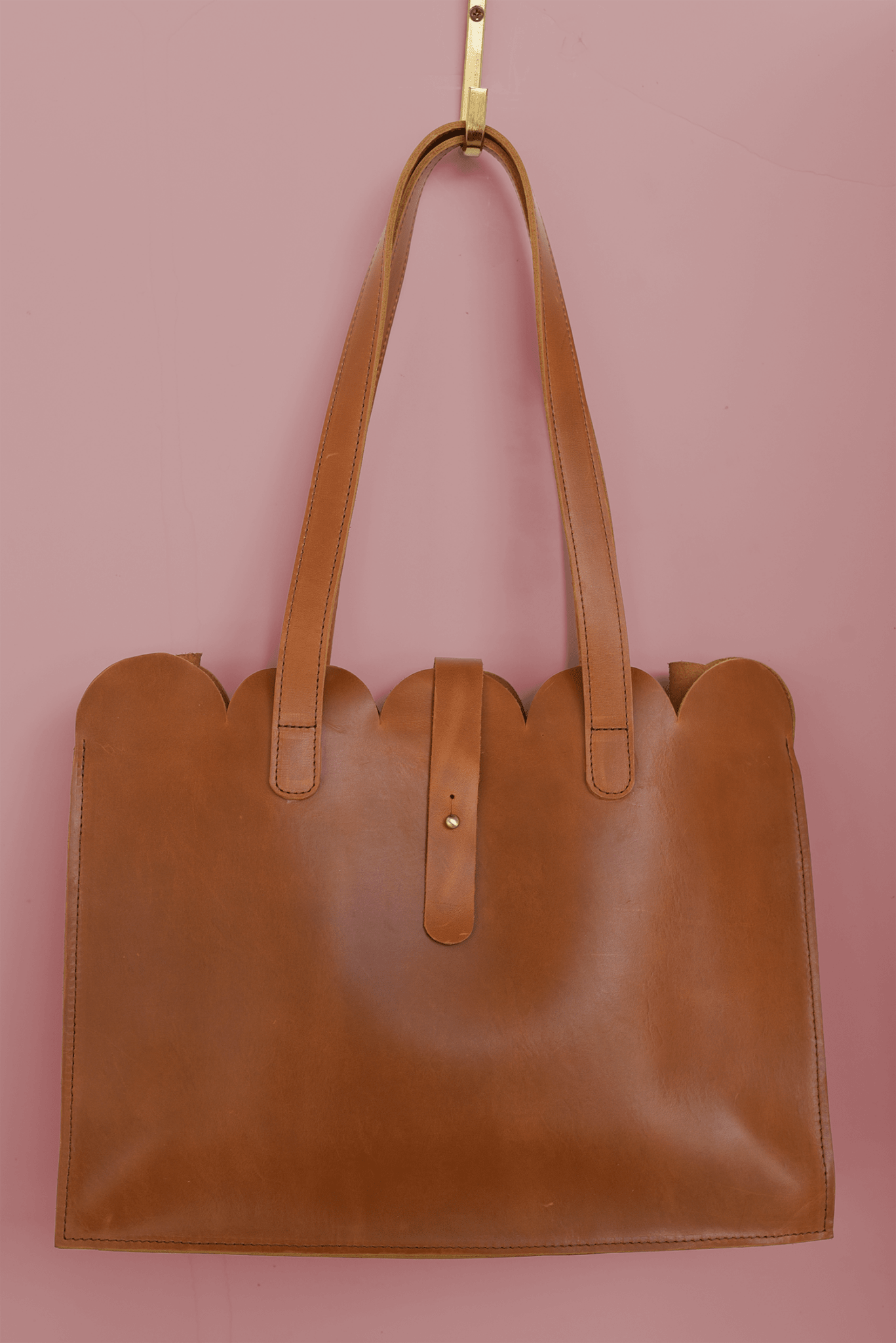 Scalloped Large Leather Handbag - Che Cose Belle