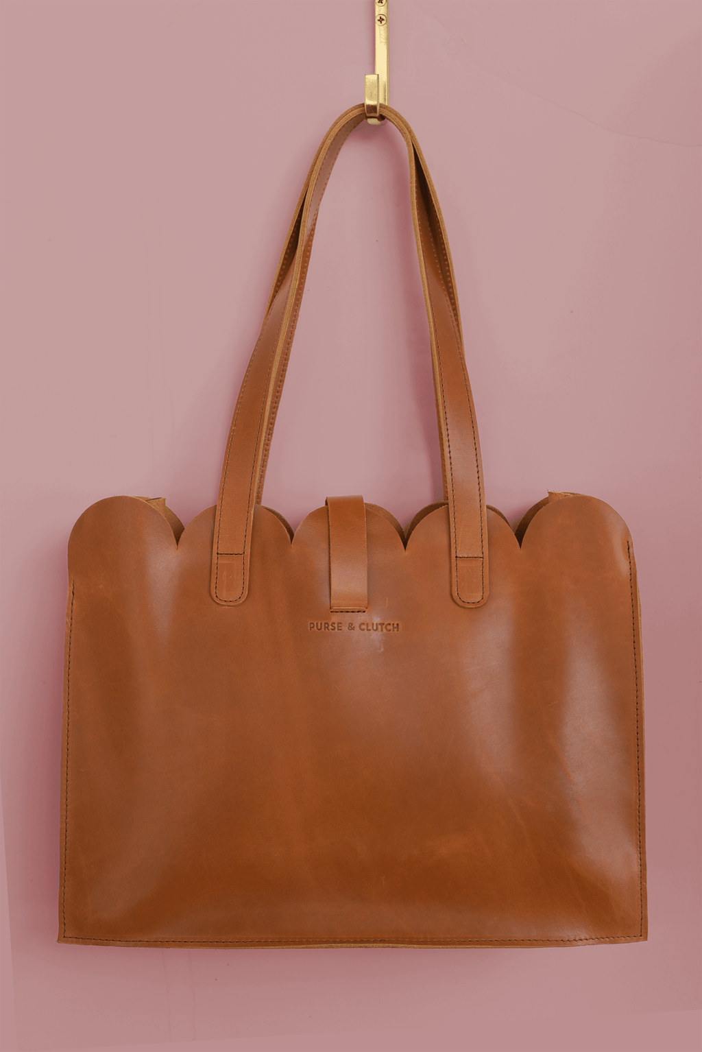 Scalloped Large Leather Handbag - Che Cose Belle