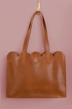 Scalloped Large Leather Handbag - Che Cose Belle