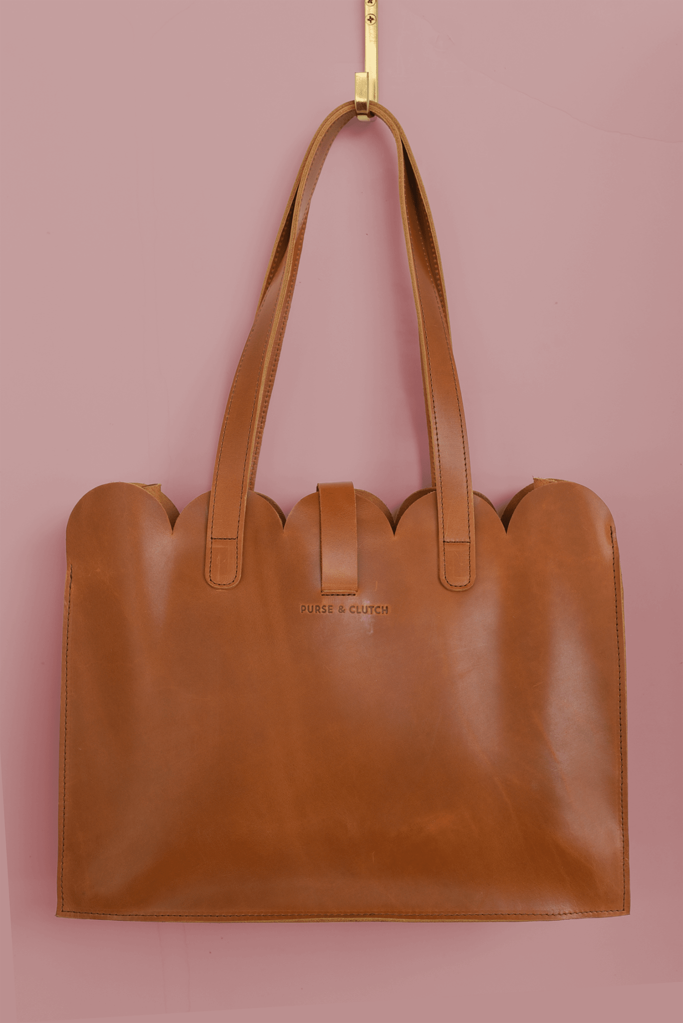 Scalloped Large Leather Handbag - Che Cose Belle