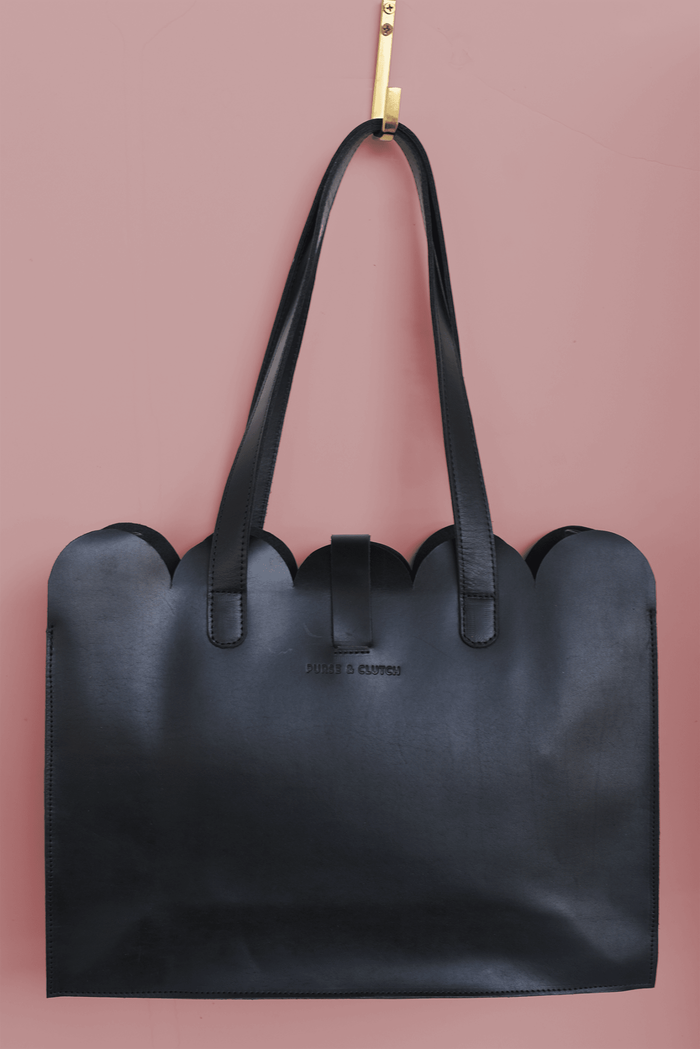 Scalloped Large Leather Handbag - Che Cose Belle