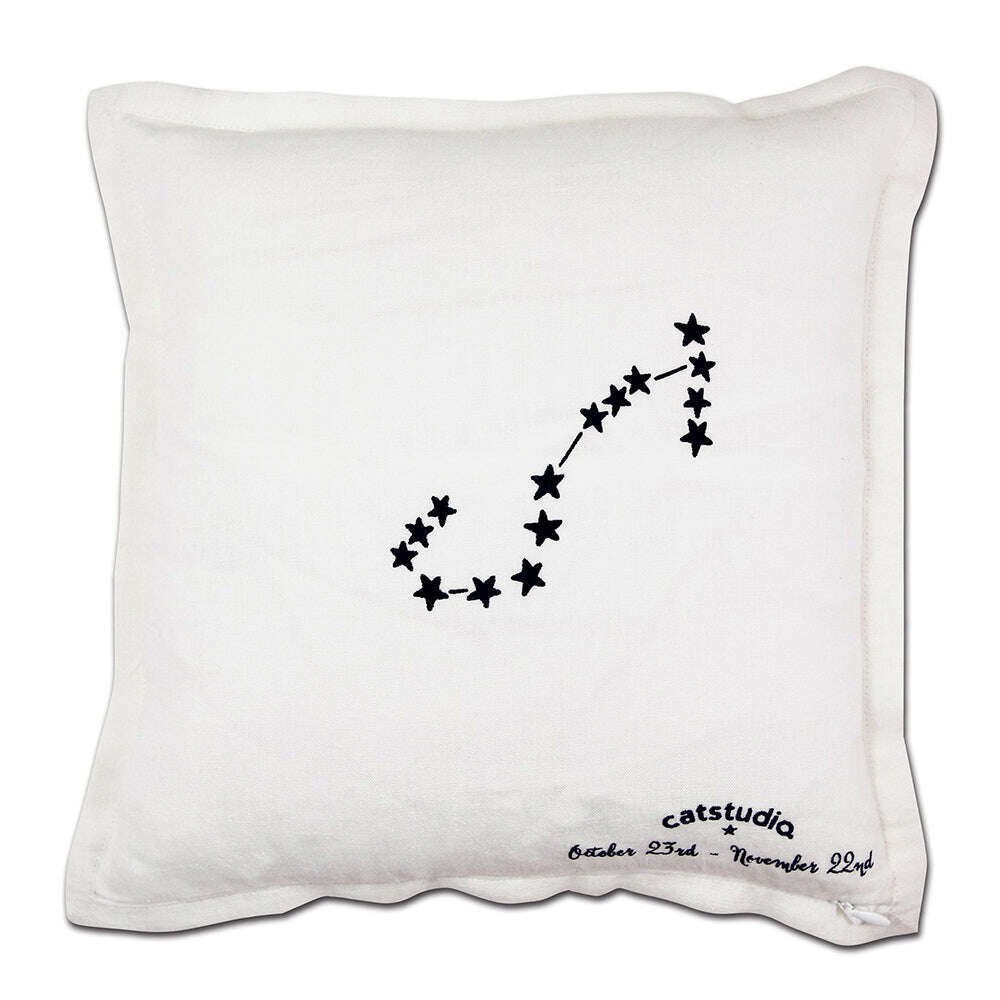 Scorpio Astrology Hand-Embroidered Pillow by Cat Studio - Che Cose Belle