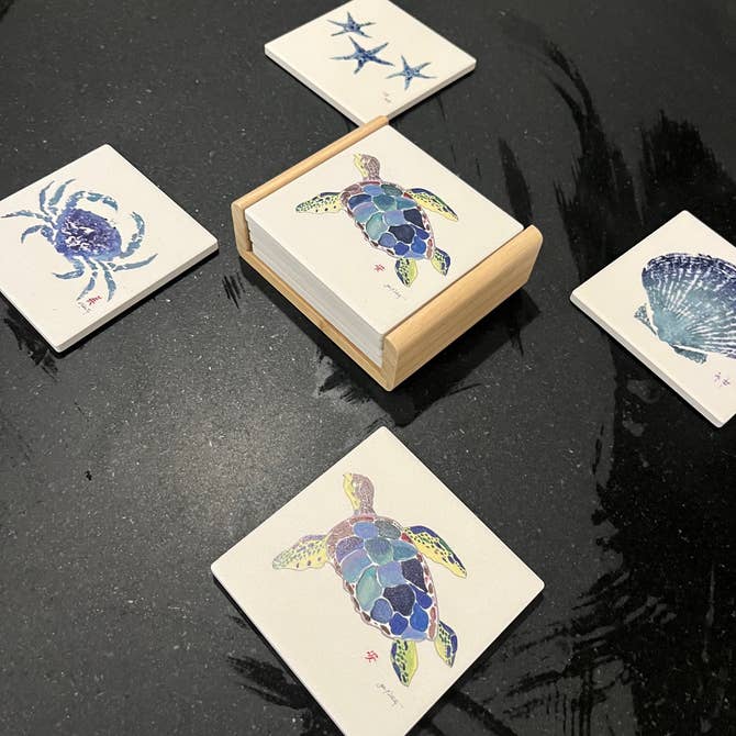 Sea Turtle Coaster (4x4) – Coastal & Table Accents - Che Cose Belle
