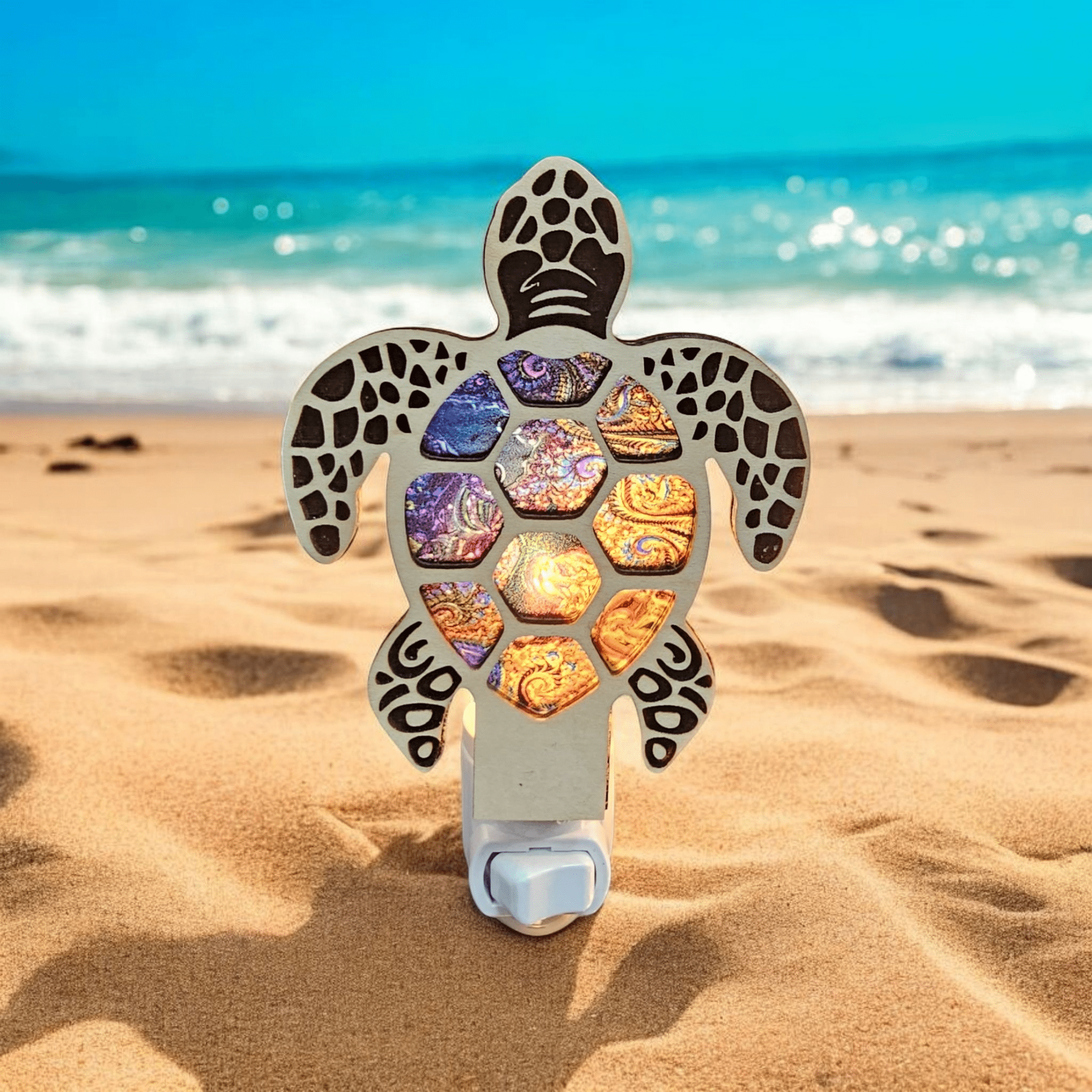 Sea Turtle Night Light - Stained Glass - Inspired Turtle Nightlight – LED Accent Light - Che Cose Belle