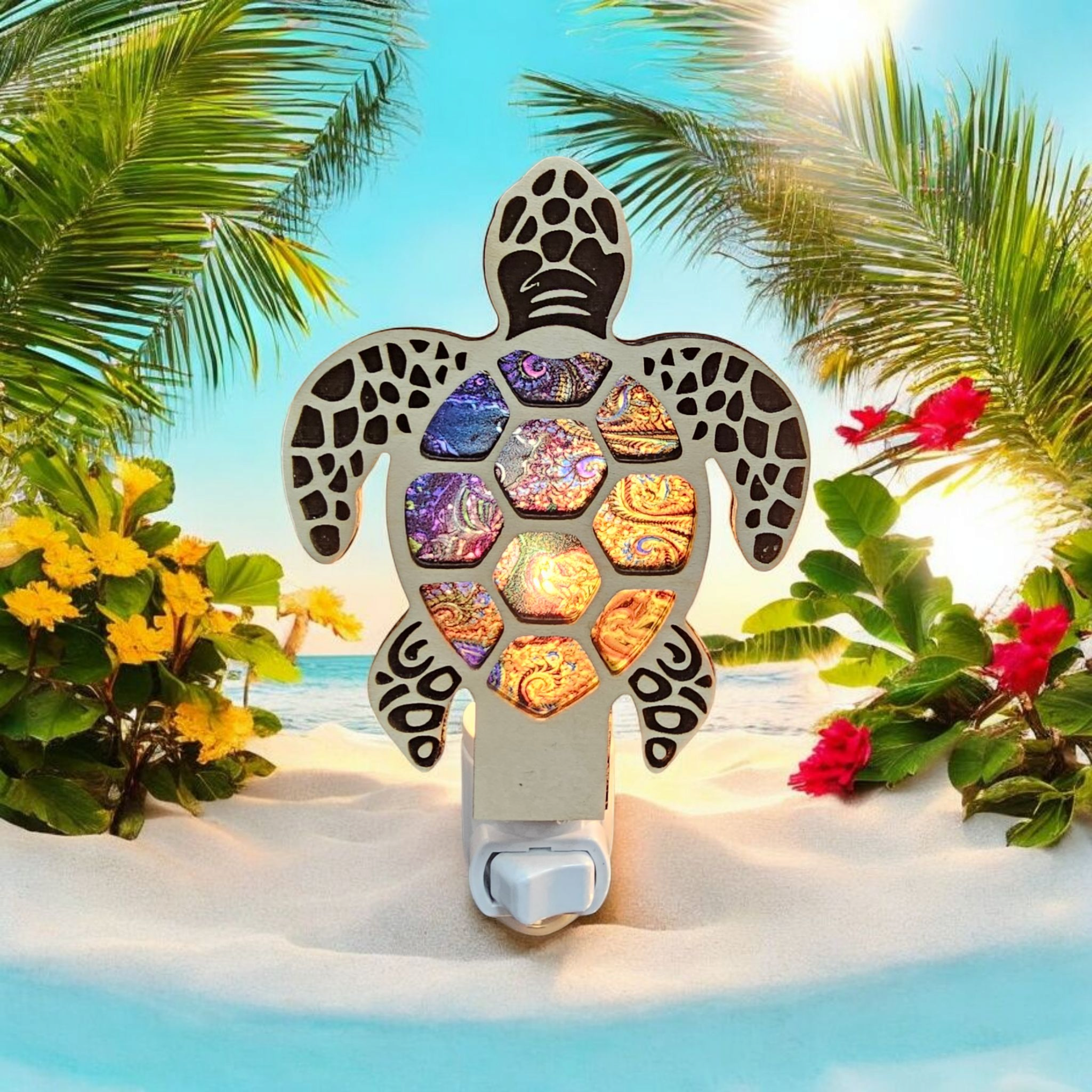 Sea Turtle Night Light - Stained Glass - Inspired Turtle Nightlight – LED Accent Light - Che Cose Belle