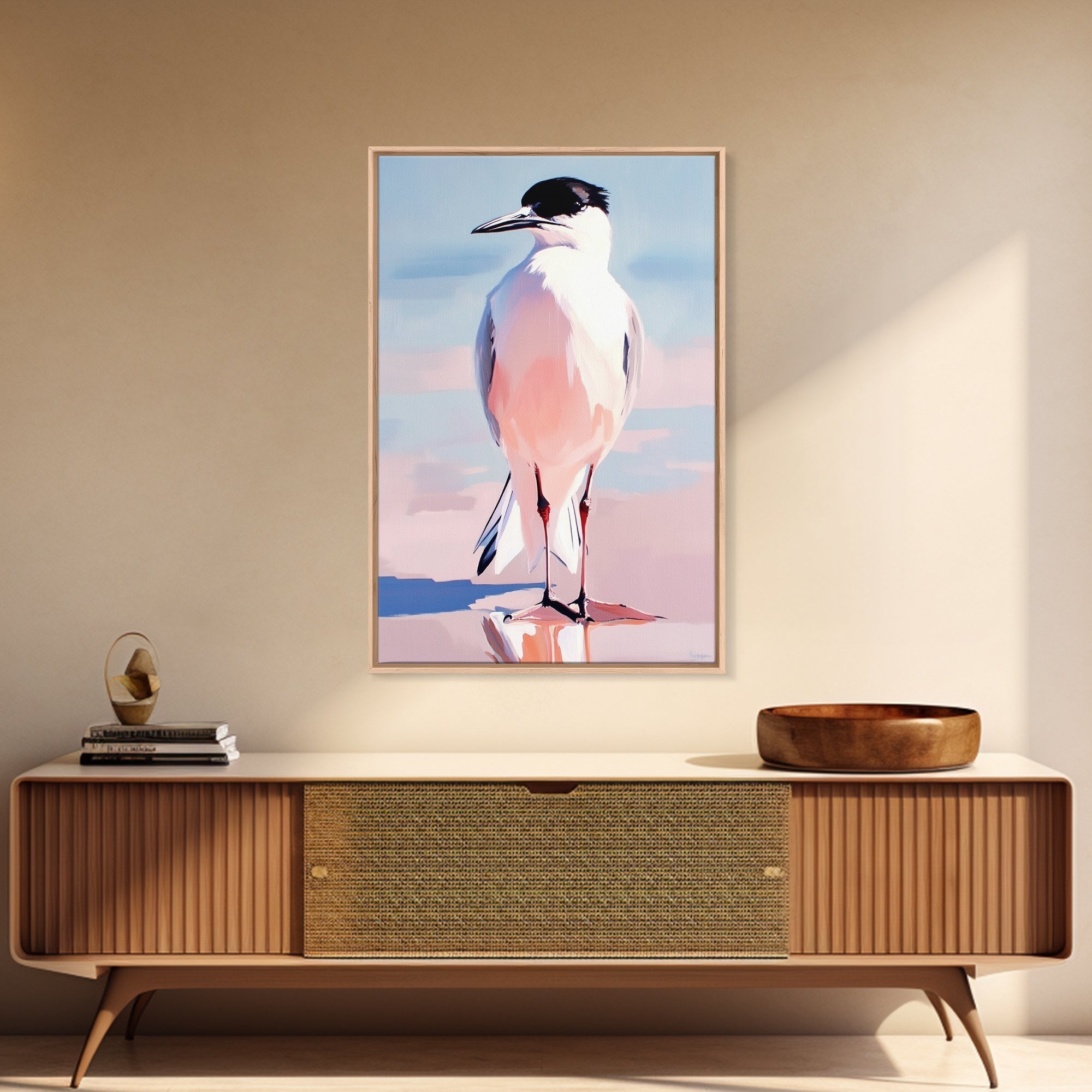 Seabird, Coastal Wildlife Art, Framed Canvas Print, Beach House Wall Decor, Nature Painting, Modern Home Aesthetic, Ocean Inspired - Che Cose Belle
