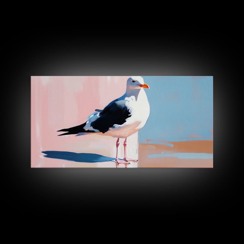 Seagull, Coastal, Nautical, Canvas Print, Beach House Wall Art, Nature Inspired, Minimalist Bird Painting, Oceanfront Home Decor - Che Cose Belle