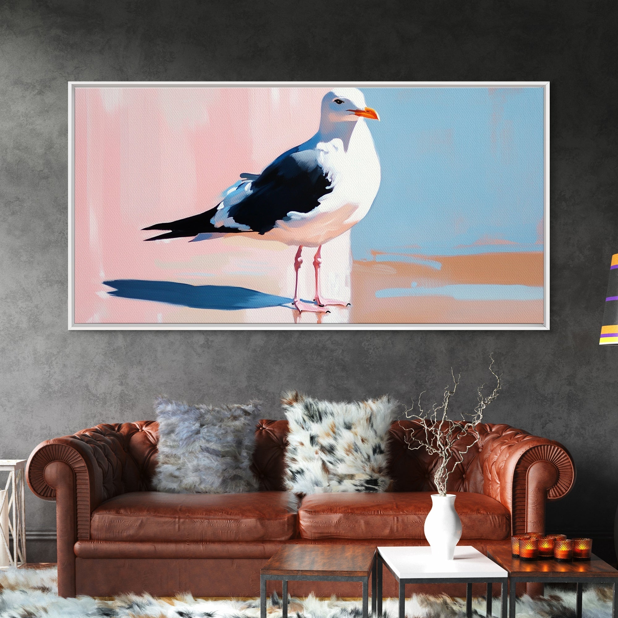 Seagull, Coastal, Nautical, Canvas Print, Beach House Wall Art, Nature Inspired, Minimalist Bird Painting, Oceanfront Home Decor - Che Cose Belle