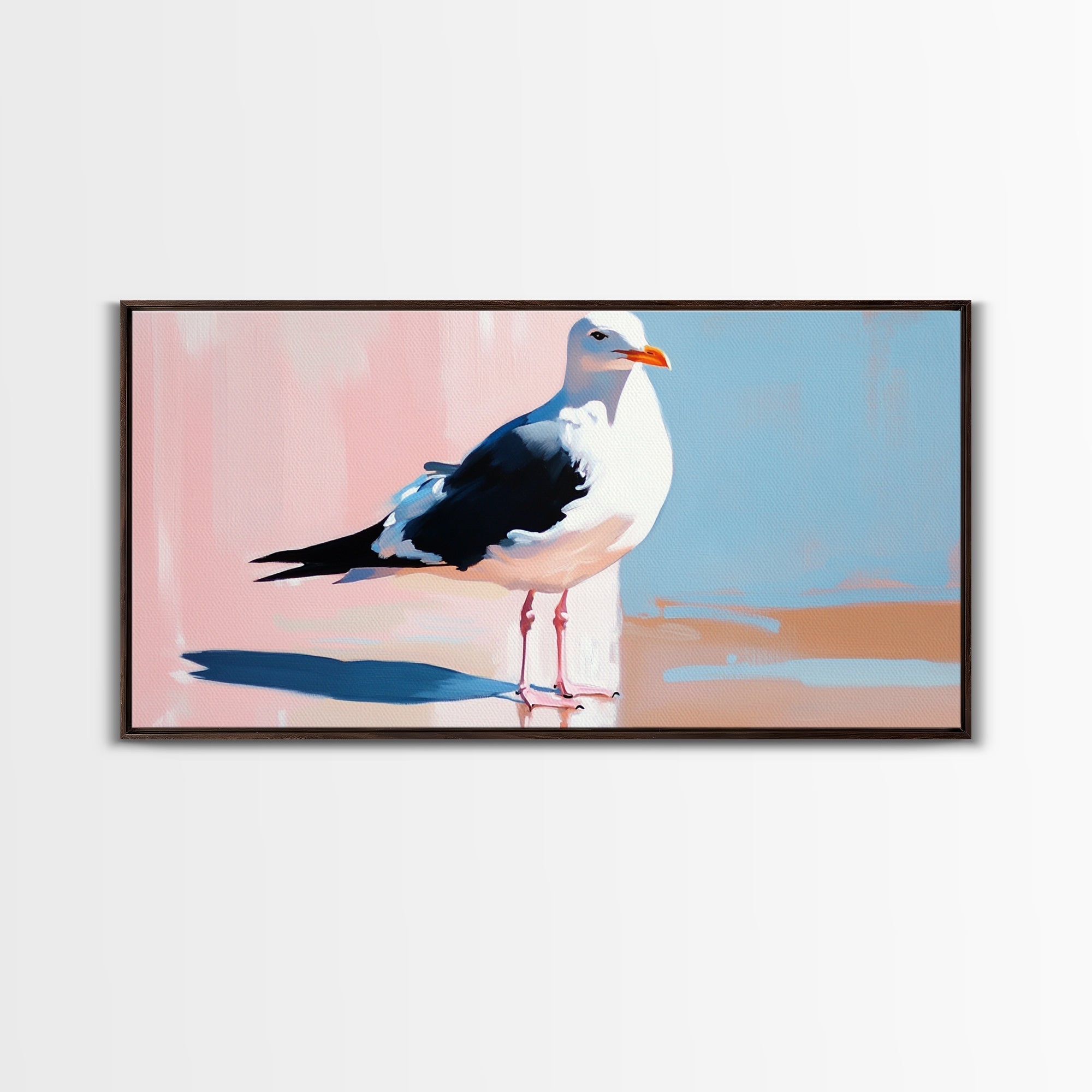 Seagull, Coastal, Nautical, Canvas Print, Beach House Wall Art, Nature Inspired, Minimalist Bird Painting, Oceanfront Home Decor - Che Cose Belle