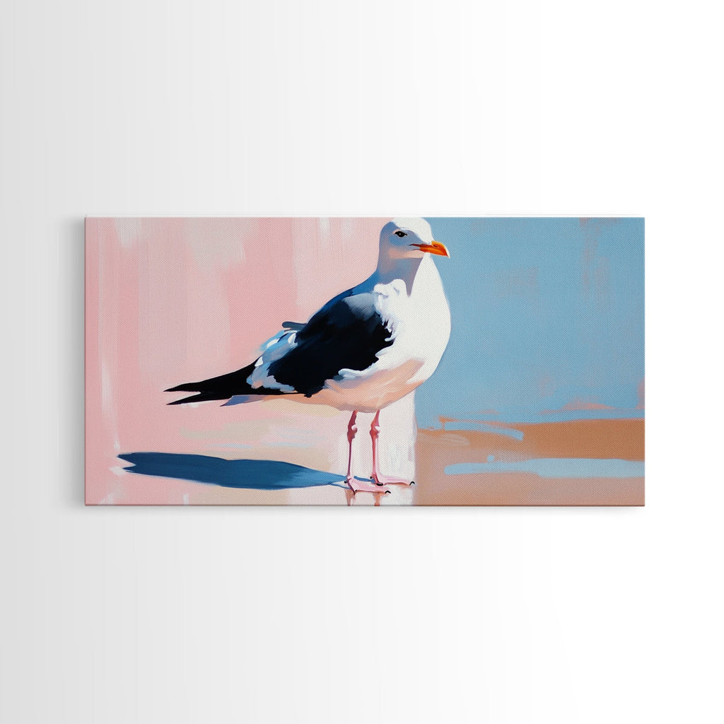 Seagull, Coastal, Nautical, Canvas Print, Beach House Wall Art, Nature Inspired, Minimalist Bird Painting, Oceanfront Home Decor - Che Cose Belle