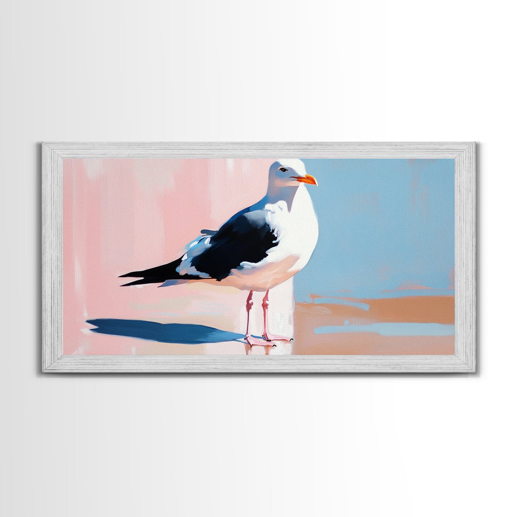 Seagull, Coastal, Nautical, Canvas Print, Beach House Wall Art, Nature Inspired, Minimalist Bird Painting, Oceanfront Home Decor - Che Cose Belle