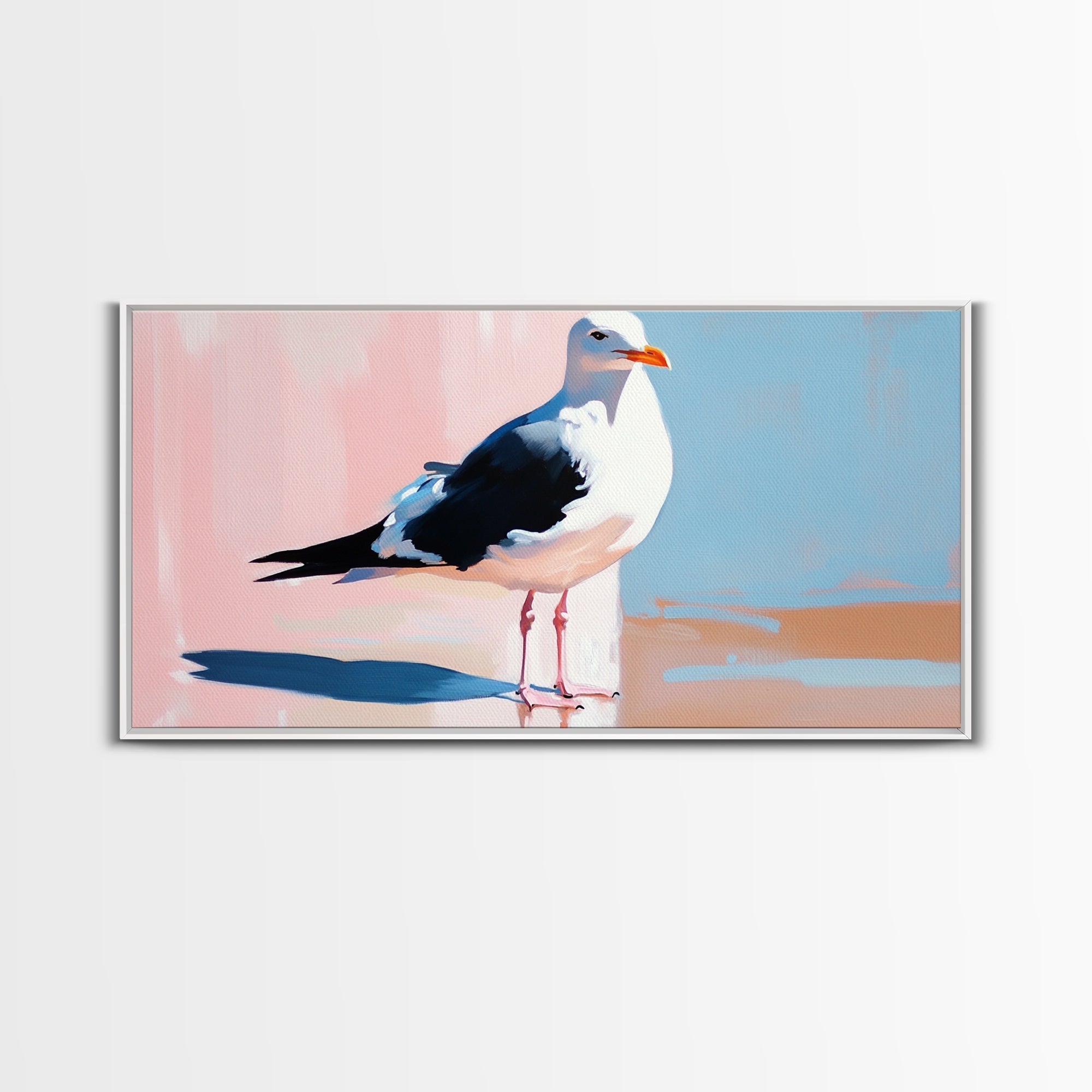 Seagull, Coastal, Nautical, Canvas Print, Beach House Wall Art, Nature Inspired, Minimalist Bird Painting, Oceanfront Home Decor - Che Cose Belle