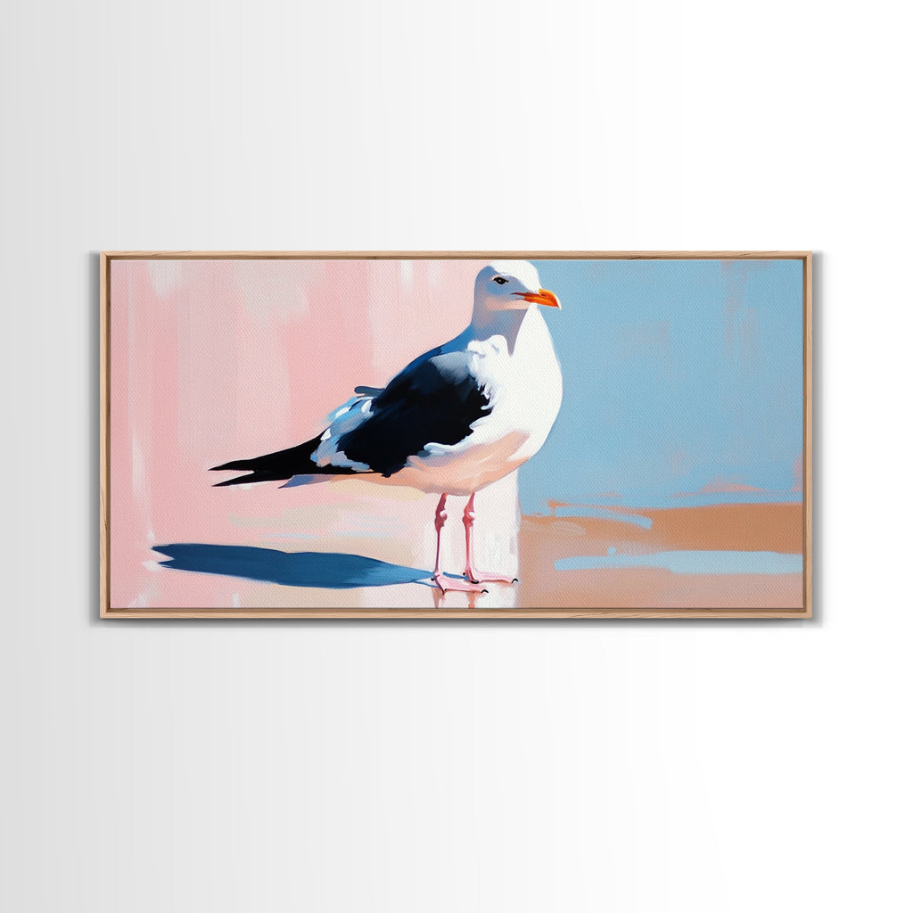Seagull, Coastal, Nautical, Canvas Print, Beach House Wall Art, Nature Inspired, Minimalist Bird Painting, Oceanfront Home Decor - Che Cose Belle