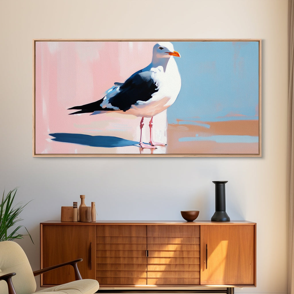 Seagull, Coastal, Nautical, Canvas Print, Beach House Wall Art, Nature Inspired, Minimalist Bird Painting, Oceanfront Home Decor - Che Cose Belle