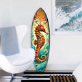 Seahorse Coastal Surfboard Wall Art – Handcrafted Wooden Ocean Decor by G.DeBrekht – Indoor Outdoor Beach House Accent – 8490147HS - Che Cose Belle