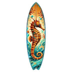 Seahorse Coastal Surfboard Wall Art – Handcrafted Wooden Ocean Decor by G.DeBrekht – Indoor Outdoor Beach House Accent – 8490147HS - Che Cose Belle