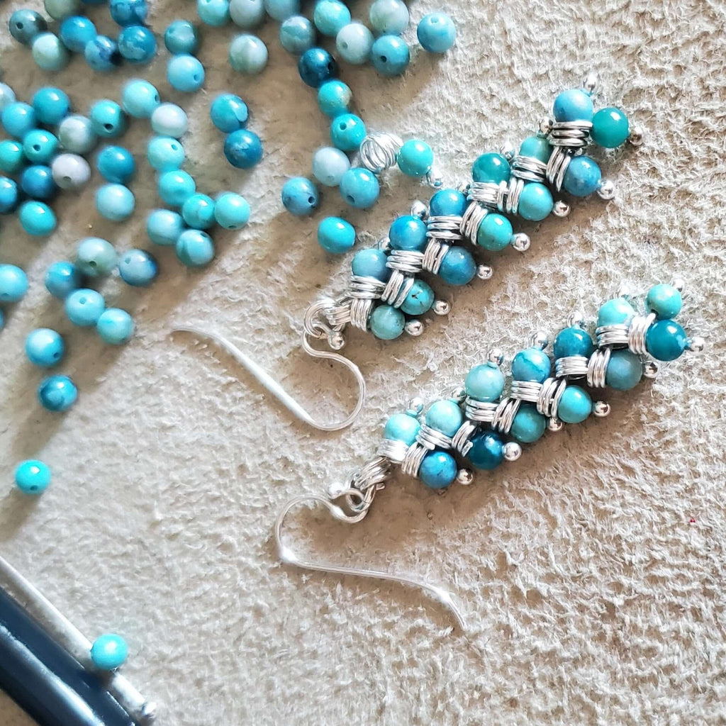 Seen On Jane The Virgin Silver Turquoise Wire Coil Earrings - Che Cose Belle