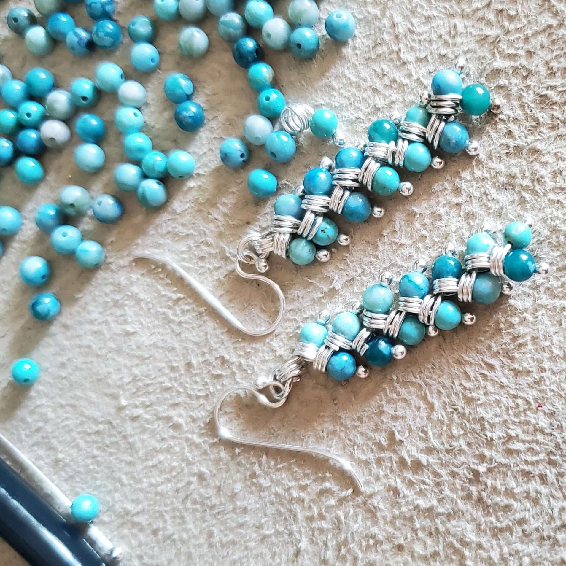 Seen On Jane The Virgin Silver Turquoise Wire Coil Earrings - Che Cose Belle