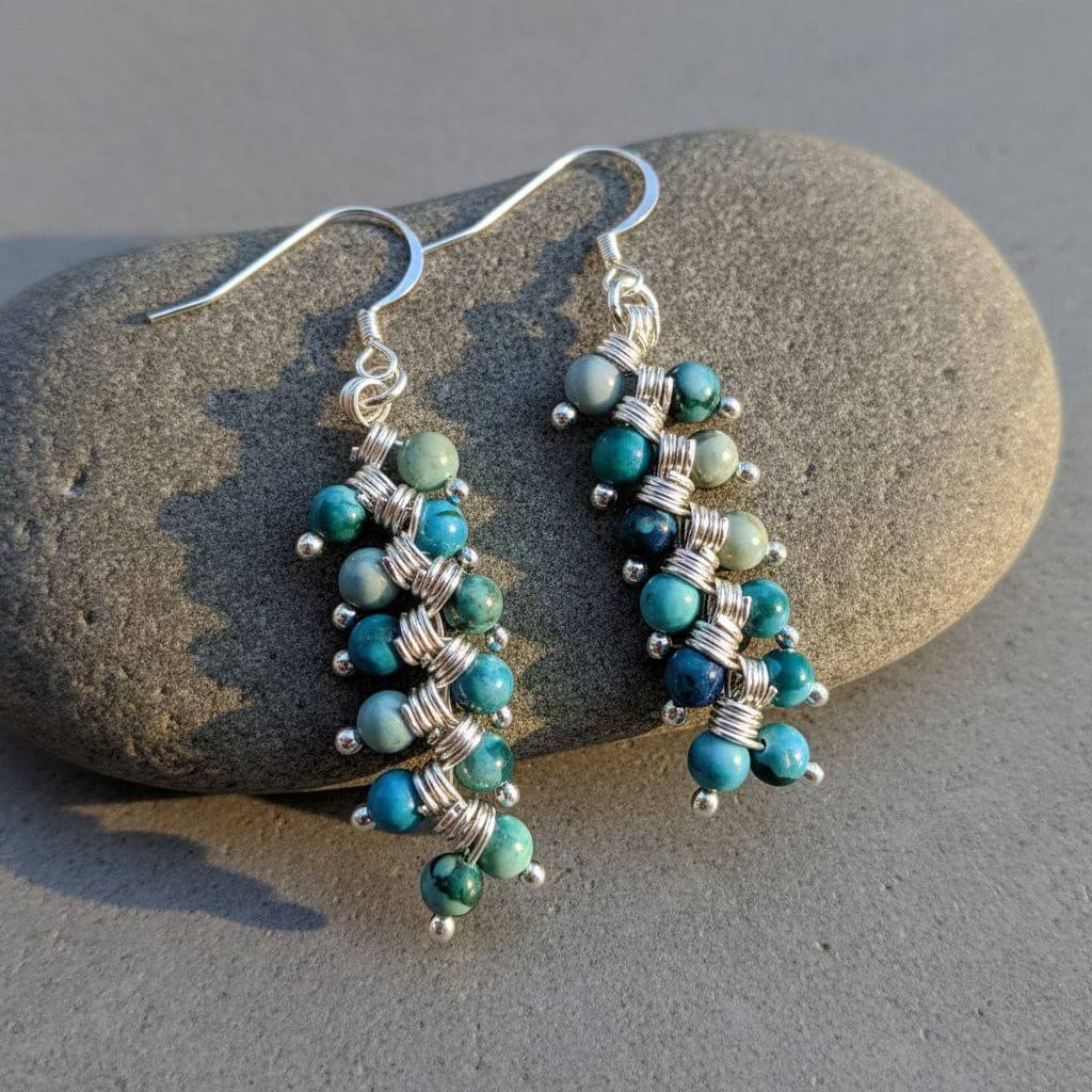 Seen On Jane The Virgin Silver Turquoise Wire Coil Earrings - Che Cose Belle